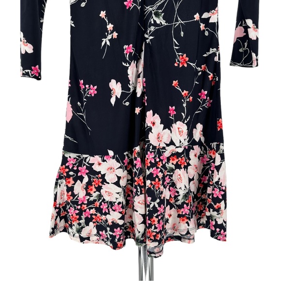 Eliza J Navy Mixed Floral Print 3/4 Sleeve Mini Dress size 2 - Picture 6 of 10